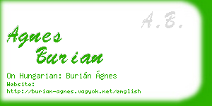 agnes burian business card