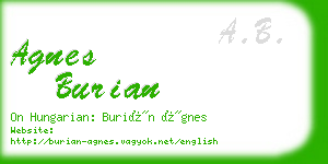agnes burian business card
